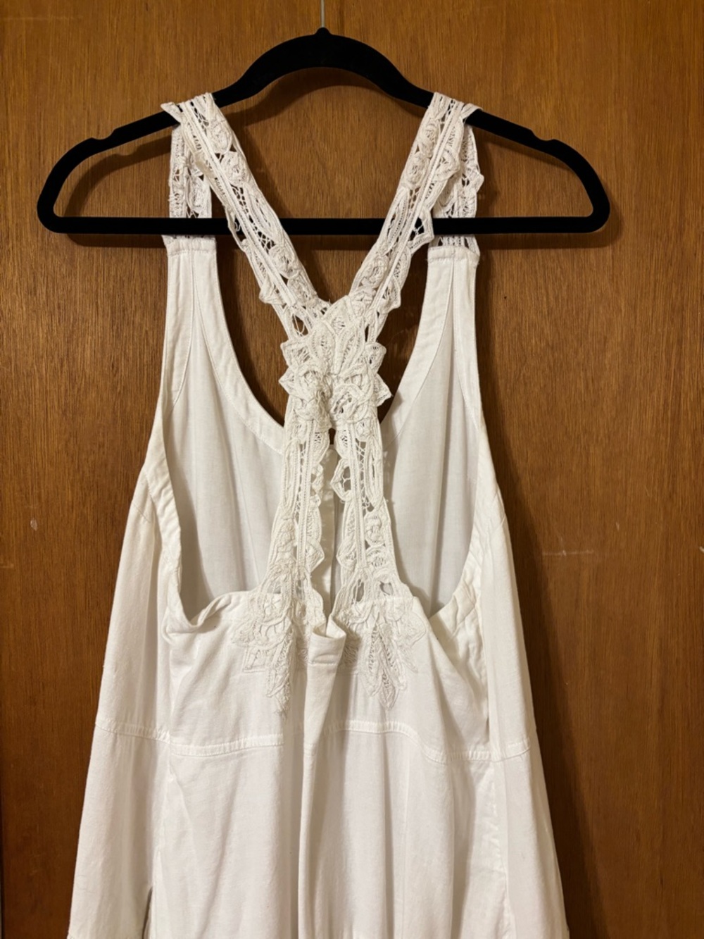 Free People Mayner Linen Cotton Battenburg Lace Trims Midi Dress - Picture 12 of 12